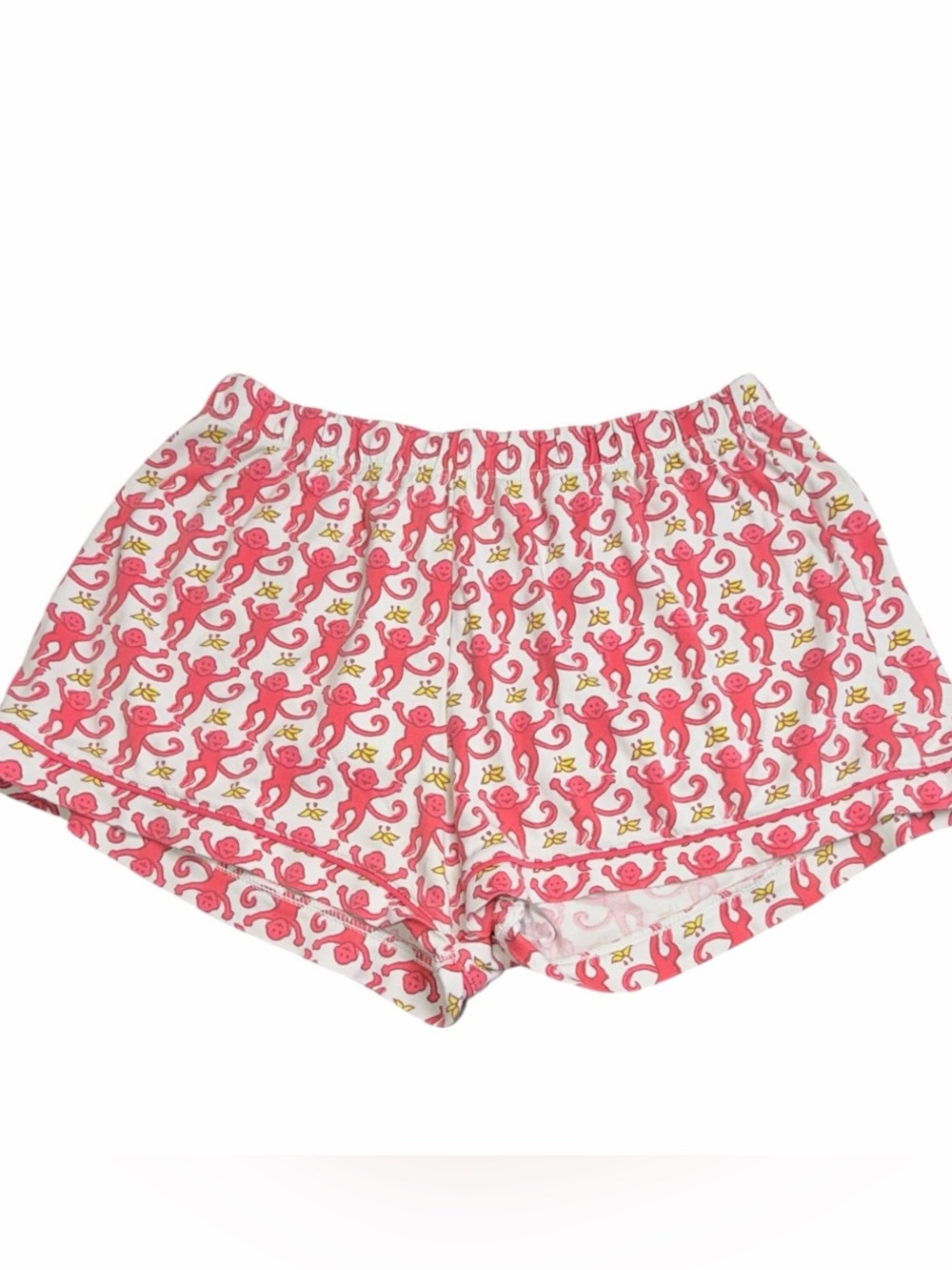 Roller Rabbit Monkey Print Pajama Set Size Small Pink White Short Sleeve Shorts - Picture 7 of 9